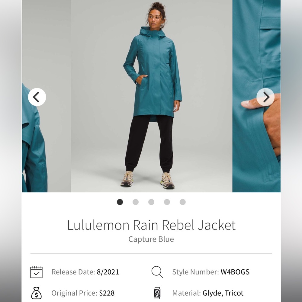 Lululemon Rain Rebel Jacket Size 8 in Capture Blue
